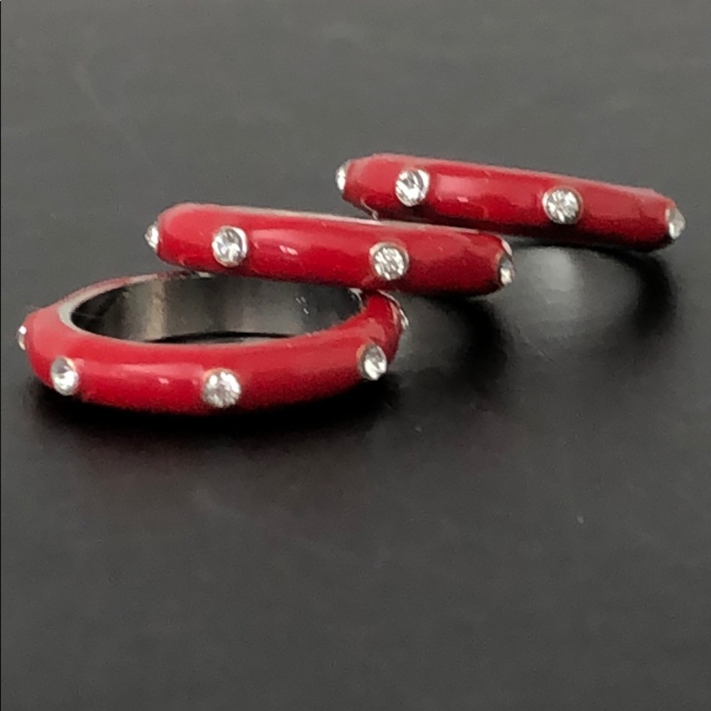 Stackable Rings In Enamel W/Rhinestones - image 2